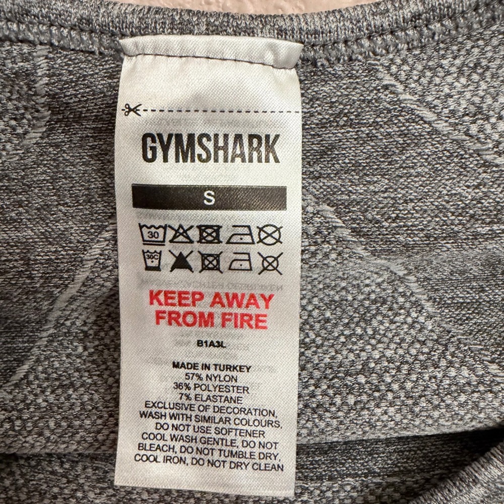 Gymshark Flex Grey Marl Long Sleeve Seamless Crop Top Back Cutout Small B1A3L - Picture 4 of 6